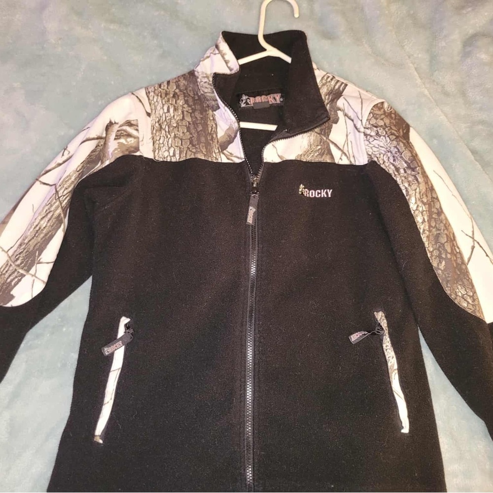 Rocky Black and Woodland Pattern Jacket. Women’s medium